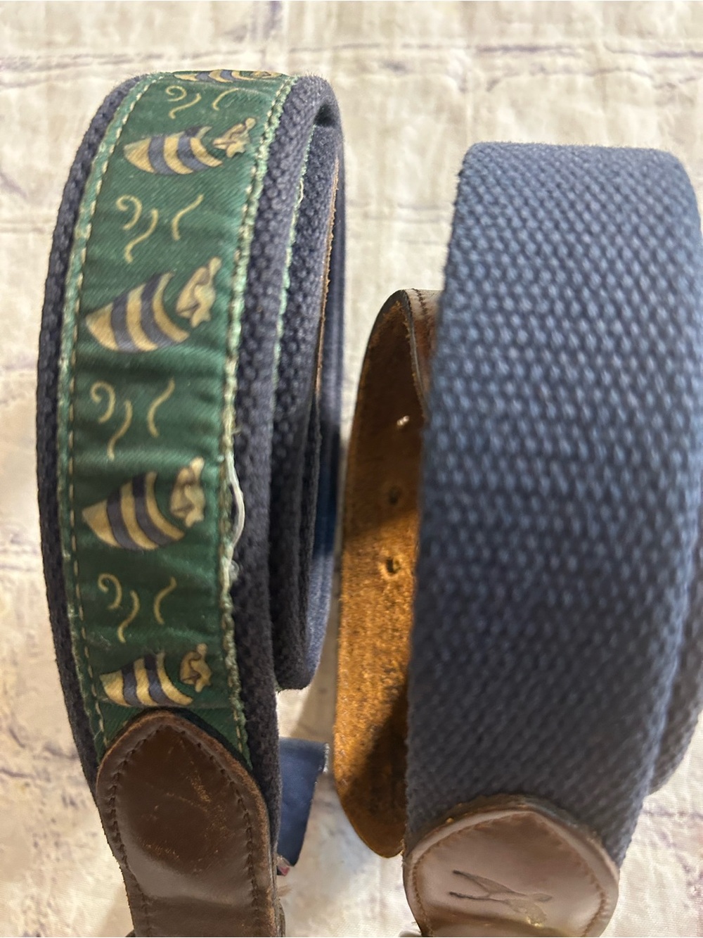 VINEYARD VINES SOLID BRASS BUCKLE NAVY/GREEN DETAILS & AMERICAN EAGLE NAVY BELT - Picture 3 of 16